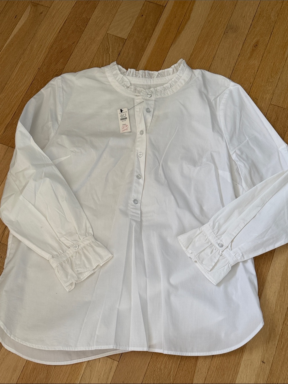 Talbots  White Ruffle Collar Button-Front Top PXl